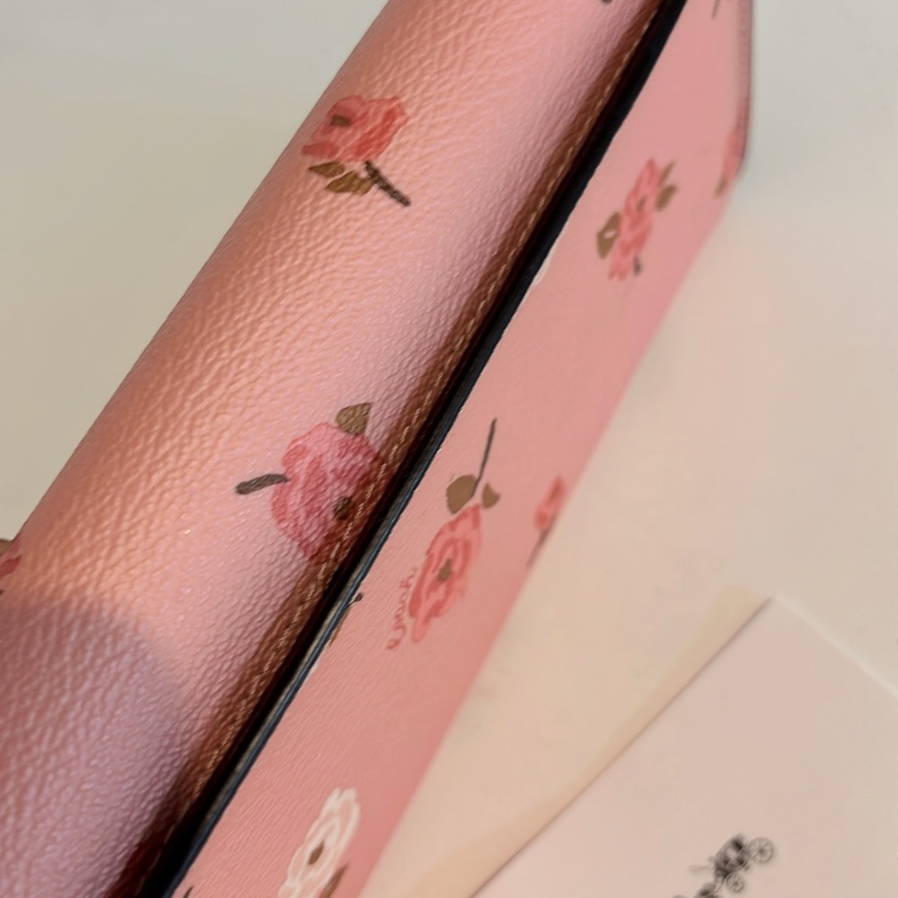 Coach Pink Floral Continental Wallet with Silver Logo - Picture 7 of 7